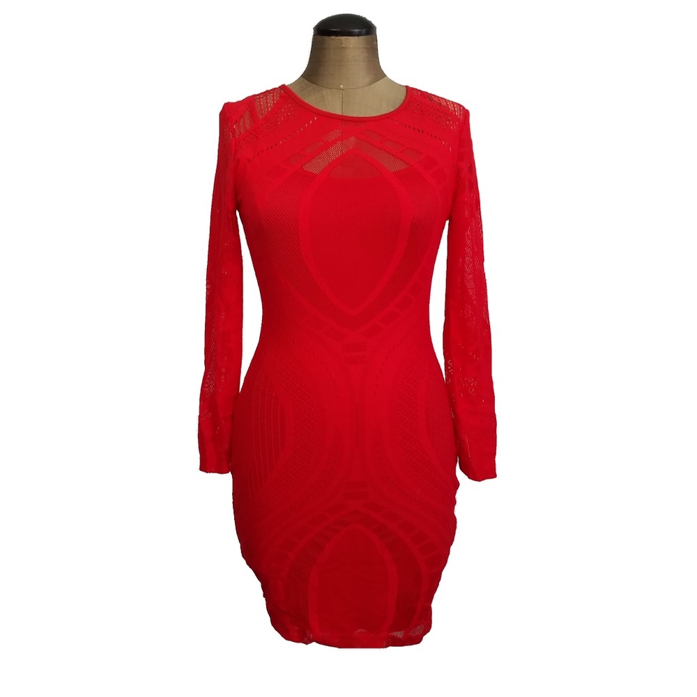-NEW- Boutique Bodycon stretchy red club dress - Picture 3 of 8